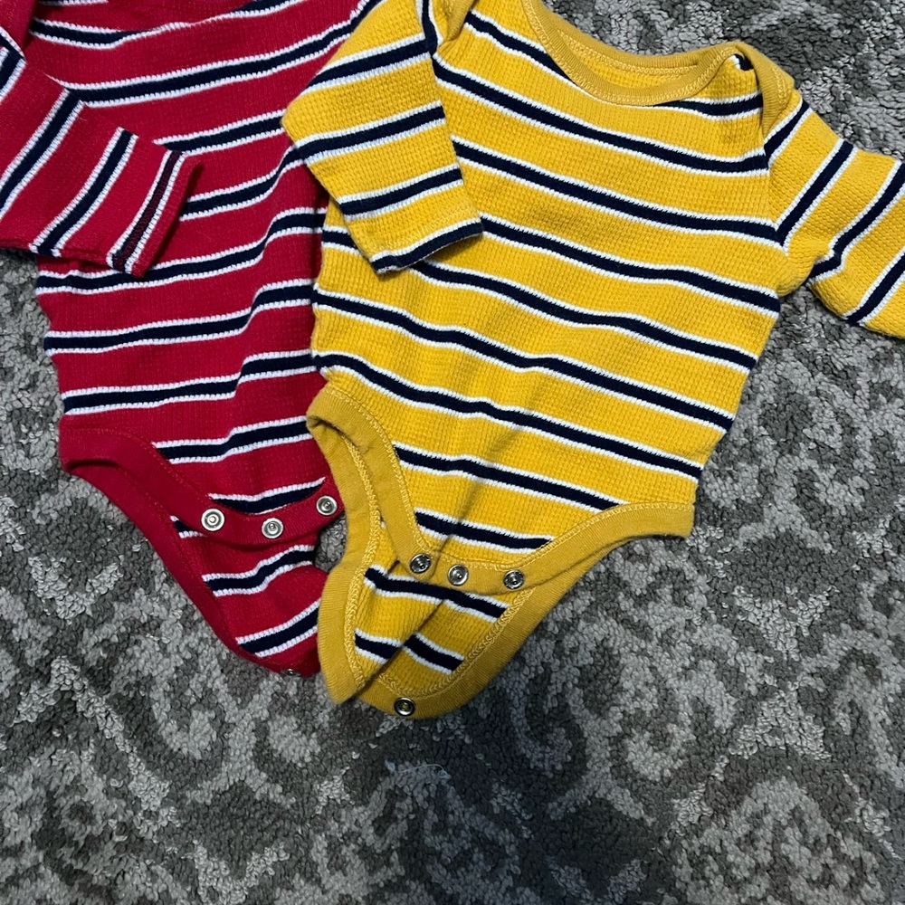 Old Navy Red and Yellow Striped Kids Bodysuits
